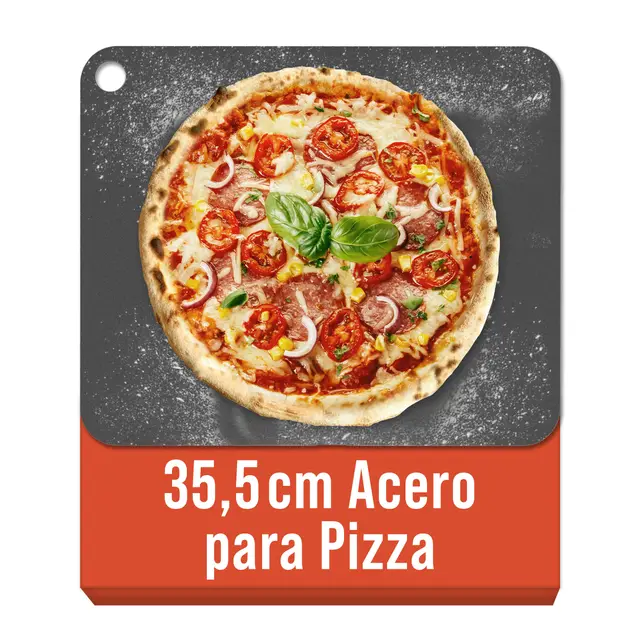 Chef Pomodoro Piedra Pizza Horno 35,6 x 30,5 cm (6,35 mm), Placa Acero Horno Pizza, Placa Acero Pizza, Plancha, Pedra Para pan y pizza, Tabla de Piedra en acero con orificios para levantar