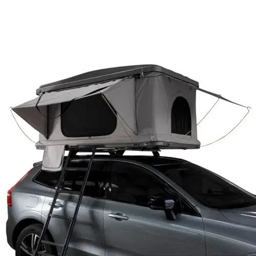 Tienda de Techo para Coche para 2-3 Personas - Resistente al Agua 3000mm - Escalera Telescópica - Colchón de 5.5 cm - Anti-Condensación - Red de Almacenamiento y Linterna Solar Gratis
