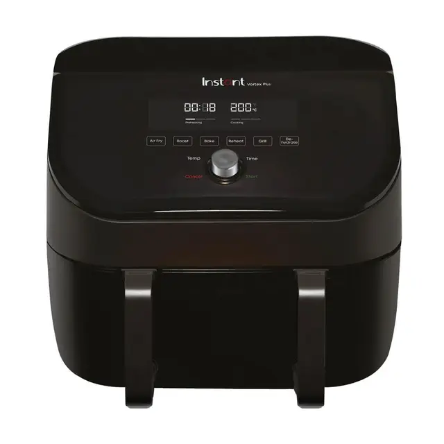 Freidora de aire Instant Pot Versazone Dual – Negra, gran capacidad (8,5 L), ideal para familias – Cesta doble con separador, 8 funciones en 1: deshidratar, grill, hornear, asar, recalentar