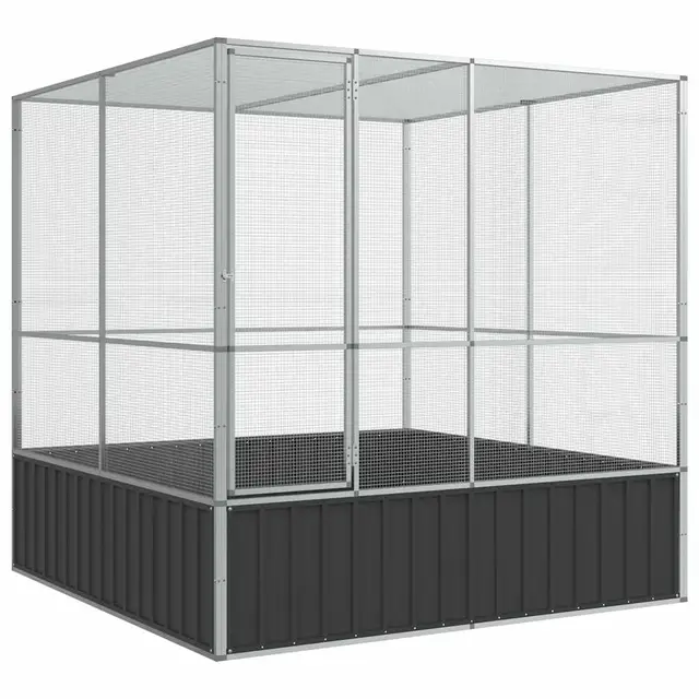 vidaXL Pajarera de Acero Color Plateado 211x207x212 cm, Jaula para pájaros, Jaula para periquitos, Jaula Grande para pájaros, casa para pájaros