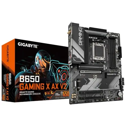 GIGABYTE B650 Gaming X AX V2 Placa Base - AMD Ryzen Serie 9000, VRM de 8+2+2 Fases, hasta 8000 MHz DDR5 (OC), 1xPCIe 5.0 + 2xPCIe 4.0 M.2, LAN 2,5 GbE, WiFi 6E, USB 3.2 Gen 2