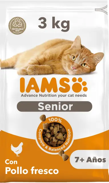 Iams Alimento Seco Gatos Senior con Pollo 3 kg