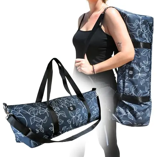 DOJA Barcelona Bolsa Esterilla Yoga Grande XXL - Color Estampado - Mochila Yoga de Diseño Resistente - Espaciosa con Bolsillos Integrados - Asas y Correa De Hombro - Bolsa Pilates Transporte Comodo