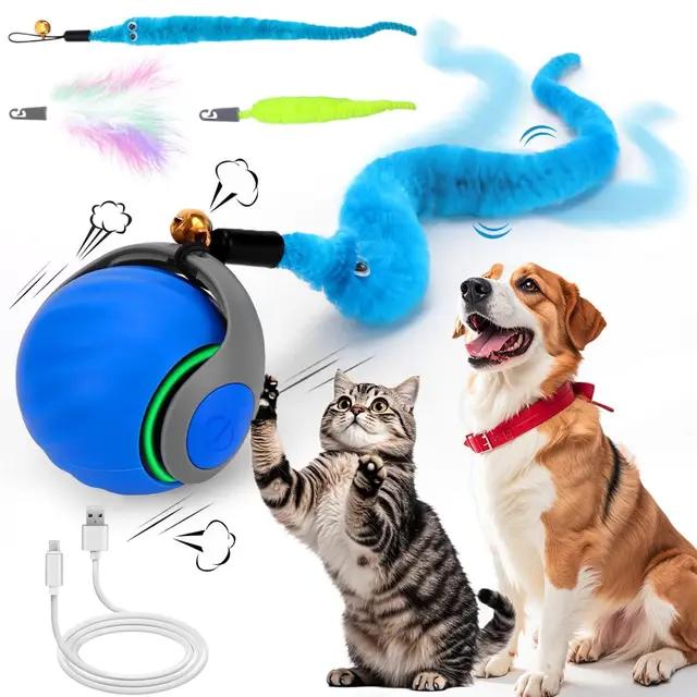 Juguete Interactivo Gato, Bola de Juguete Interactivo para Gatos,Speedy Tail 2.0, 2025 Nuevo Rey de la Bola de Juguete Interactiva, Juguetes para Gatos en Movimiento Recargables por USB