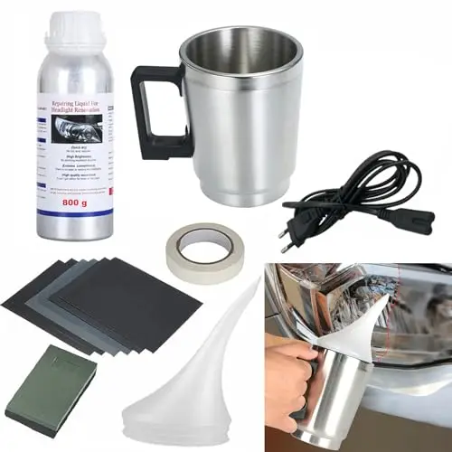 Kit de Pulido para Faros de Coche - Restauración Profesional de Faros - Haz Que Tus Faros Brillen como Nuevos