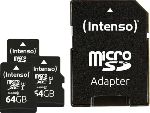 Intenso Premium microSDXC - Tarjeta de Memoria (3 Unidades, 64 GB, Clase 10, UHS-I, Incluye Adaptador SD), Color Negro