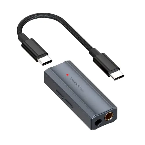 Fosi Audio DS2 USB C a AUX Amplificador de auriculares DAC Dongle 3.5mm Jack Adaptador de audio amplificador portátil con doble salida DSD256 4.4mm balanceada de alta resolución CS43131 Chip