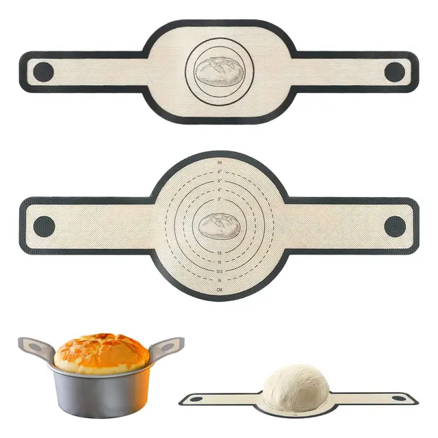 2 Piezas Tapetes de Silicona para Dutch Oven, Fácil de Limpiar,Esterilla de Silicona para Horno Holandés,Alfombrilla de Silicona para Pan,con cortador de masa,para Pa