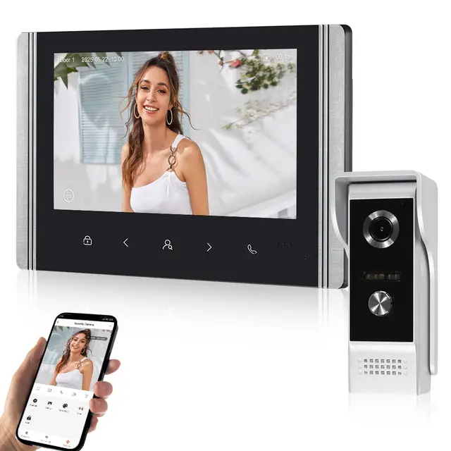Videoportero WiFi sin Cable Sistema de Intercomunicación Vídeo para Casa, 1080P HD Interfono Cámara de Video con Monitor 7 zoll IPS Pantalla, Grabación, Tuya App Desbloqueo Remoto