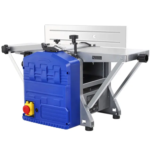 Garvee Cepilladora y Regruesadora De Mesa 2 En 1, Cepillo Eléctrico Para Madera 1250W 8000 RPM, Ancho De Corte Máximo 204mm, Altura De Regrueso 120mm, Profundidad 0-2mm, Mesa 740x210mm, Acero Plateado