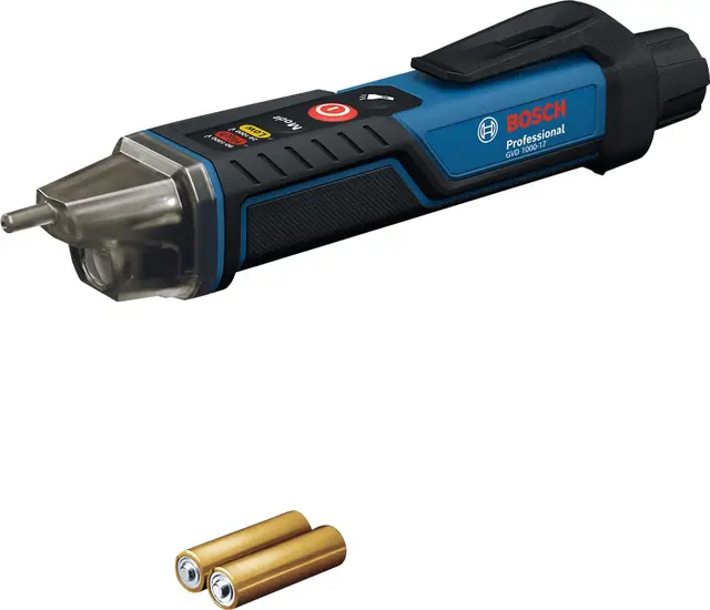 Bosch Professional Detector de Voltaje GVD 1000-17 (detección de tensión sin contacto, IP67, doble rango 24-1000V AC, linterna integrada, clip para cinturón, CAT IV 1000V probado)