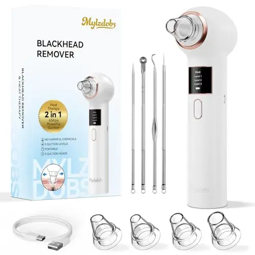 Succionador de puntos negros 5 Boquillas 3 Modos para limpieza facial | Limpieza Facial y Nasal Kit de Espinillas para Eliminar Comedones y Acné Graso,Blackhead remover pore vacuum