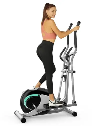 THERUN Bicicleta elíptica magnética, máquina elíptica Ultra silenciosa para Uso doméstico, máquina elíptica de Resistencia Ajustable de 8 Niveles con Monitor LCD, Sensor de Pulso