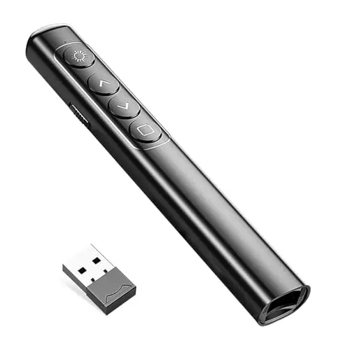Presentador Inalámbrico, Control Remoto Ordenador Puntero, Puntero Laser Presentaciones con Receptor USB, para Presentación, Enseñanza, Oficina, Conferencias, etc(Negro)