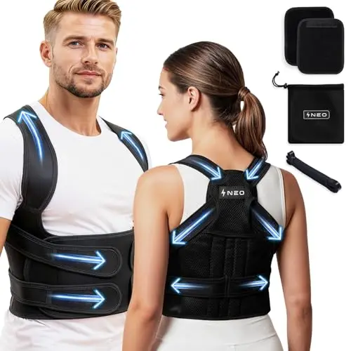 Corrector postura espalda | Corrector postura hombre mujer | Faja espalda ajustable transpirable | Espalda recta y alivio cervical | Incluye bolsa + banda elástica + almohadillas protectoras