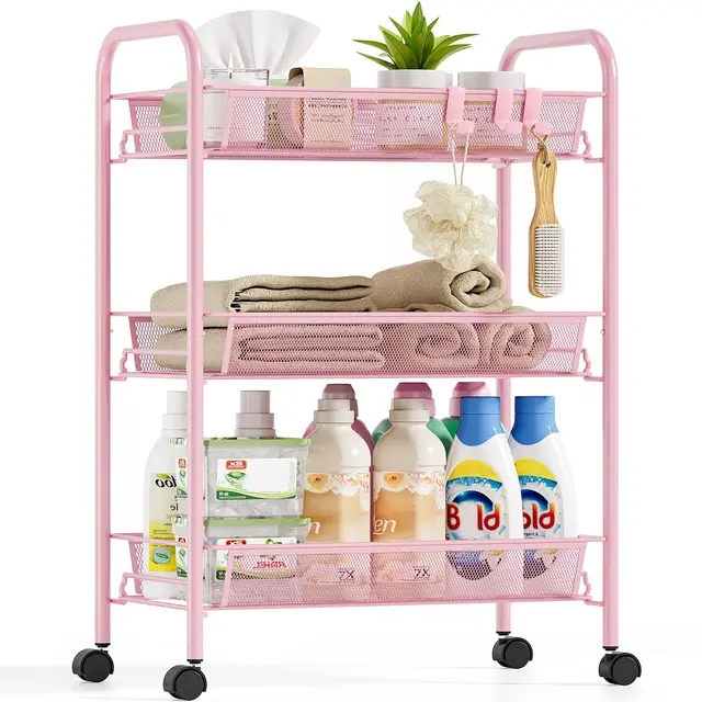 urackify carrito auxiliar 3 niveles rosa