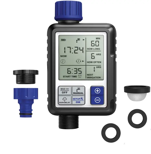 Aqua Control C4110 Digital de Riego con Pantalla Panorámica Extremadamente Fácil, Programador Full Vision 2, Observa Toda la Información de Programación a la Vez, 1 Salida