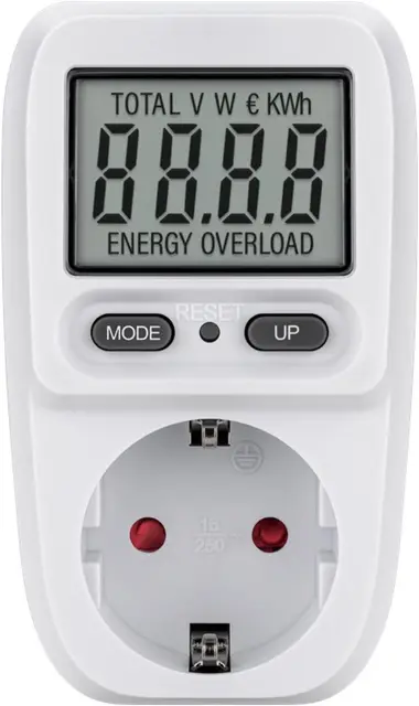 goobay 64589 Medidor de Energía Digital Básico/Medidor consumo eléctrico para Refrigerador, Lavadora, TV y Lámparas de Pie/Rango de Medición entre 0.5 W y 3680 W/Medidor de Consumo de Energía