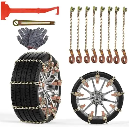 Cadenas de nieve para coche, 165-285 mm, cadena de nieve para neumáticos de coche, cadena de emergencia, para coche, camión, SUV, carretera, nieve, carreteras, 8 unidades con pala de plástico