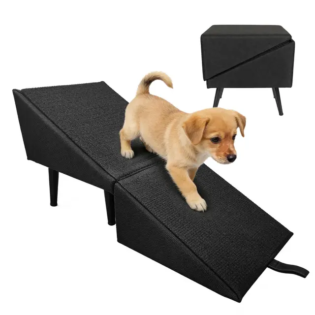 Rampa para Perros, Escalera Multifuncionales para Perro Escalera Plegable para Mascota para Cama y Sofá Rampa de Madera para Mascota Negra con Ventosas Antideslizantes para Perros y Gatos