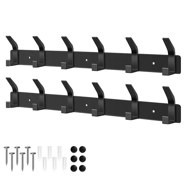 auxhcyl perchero pared negro 2 piezas
