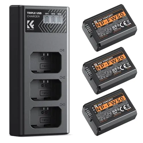 k&f concept np-fw50 pack 3 baterías