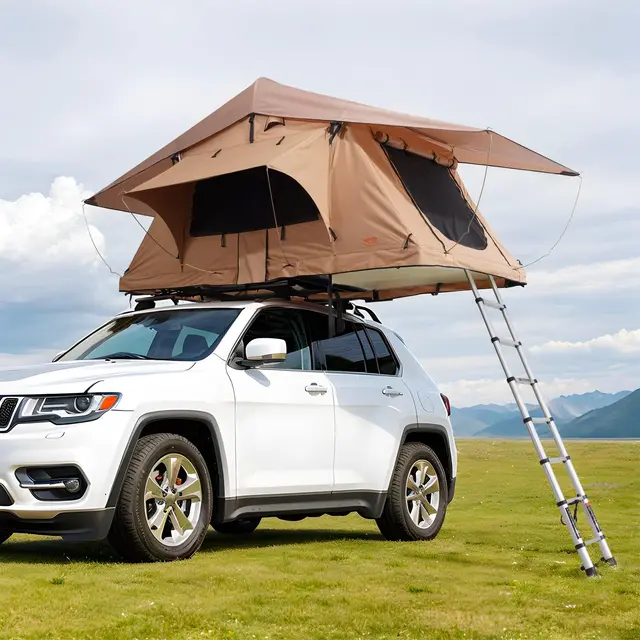 Naturnest Carpa de Techo Rígida, Plegable con Escalera Telescópica, Colchón y Funda PVC Impermeable para Jeep, SUV y Furgoneta