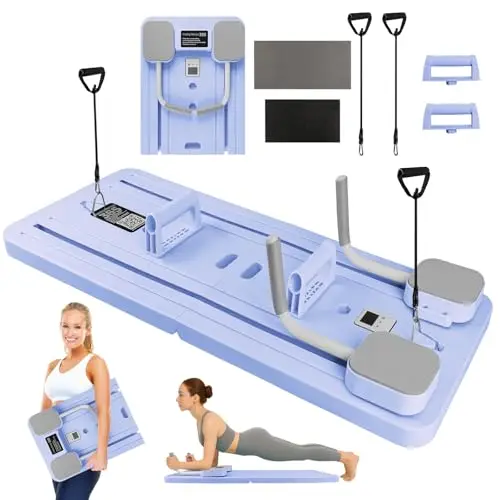 WingFly Tabla de pilat, máquina reformadora Multifuncional para Abdominales, Pilates Board Plegable con Rebote automático, Cuerda de Tensión y Temporizador, para Gimnasio en Casa