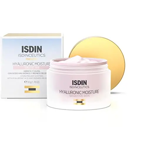 ISDIN Isdinceutics Hyaluronic Moisture Sensitive, Crema Facial Hidratante con Ácido Hialurónico y Niacinamida para Piel Sensible, +57% Hidratación en 2 horas², 50 g