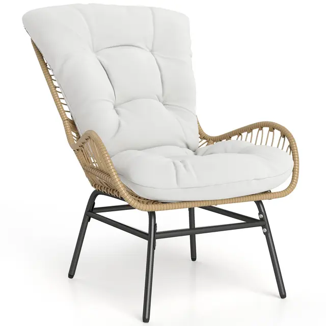 costway sillón ratán blanco cojín