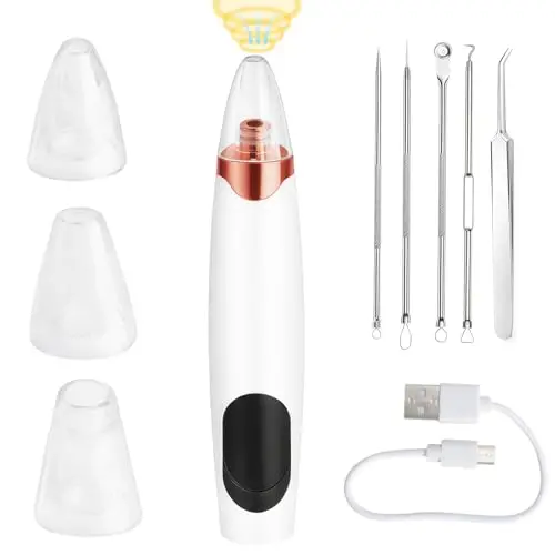 Succionador de Puntos Negros, Blackhead Remover con 3 Modos 3 Puntas de Succión, Limpiador de Poros Eléctrico, Eliminador de Espinillas Limpiador de Poros de Succión por Eléctrico