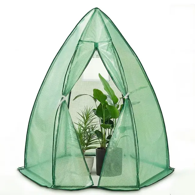VOUNOT® Invernadero Forma de Cúpula Invernadero Jardín para Verduras y Flores, Cubierta PE Impermeable 135g/m² Estructura Metal, Invernadero Domo con Puerta de Cremallera Ventana, 160x160x180cm Verde