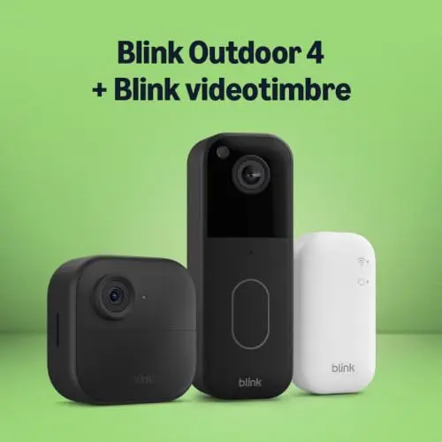 Blink Outdoor 4 Cámara con Videotimbre Blink (Negro), Sync Module Core incluido