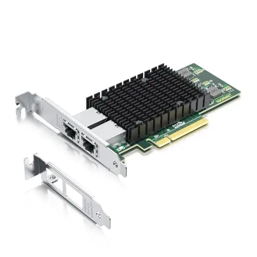 10Gtek 10Gb NIC PCI-E Tarjetas de Red, Dual Copper RJ45 Port, with Intel X540 Controller, PCI Express Ethernet LAN Adapter Support Windows Server/Windows/Linux/ESX, Compare to Intel X540-T2