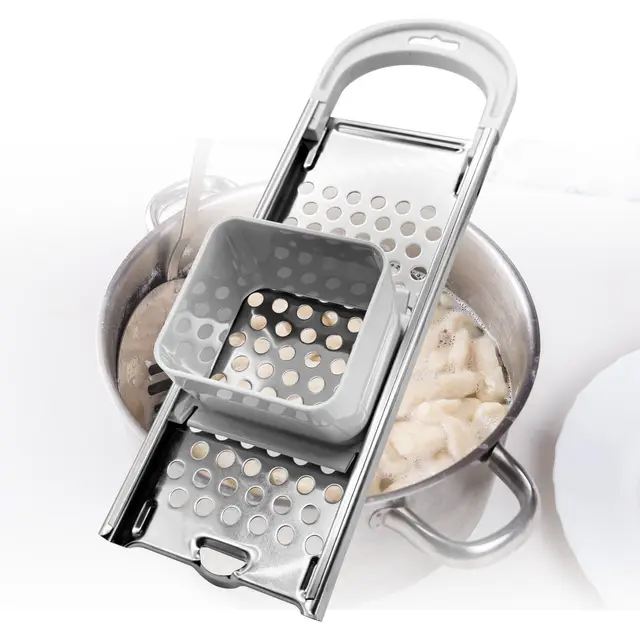 Rallador de Spätzle, Spaetzle Acero Inoxidable, Prensa Alemana Spätzle, Fabricante Fideos Apto Lavavajillas, Spaetzle Maker con Empujador Seguridad para Cocina Doméstica, Agarre Cómodo