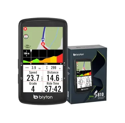 Bryton Rider S810 Pack Total 3 Sensores (Velocidad, Cadencia, Pulso) | Ciclocomputador GPS Táctil Color 3.5" | Batería 50h | Mapas Europa y Voz | Kit Ant+/BLE, Radar y E-Bike