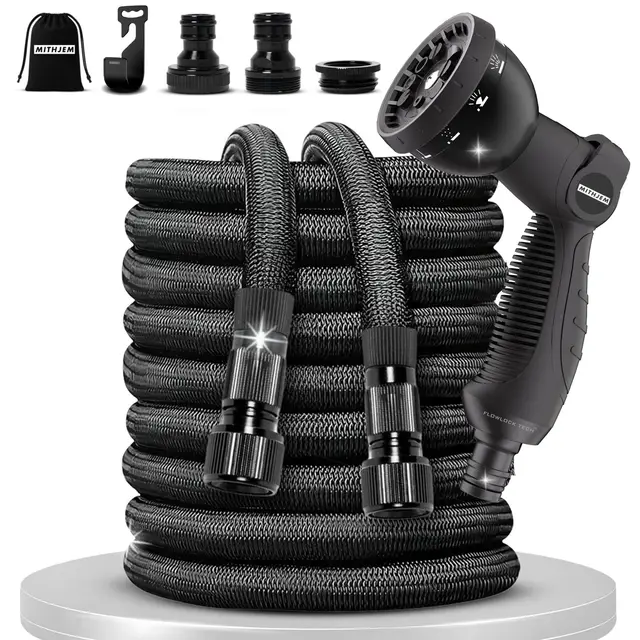Manguera Jardin 15m – Poliester 3750D Alta Densidad y Conectores Metalizados Universales 1/2", 3/4" – Manguera Extensible Enrollable – Garden Hose