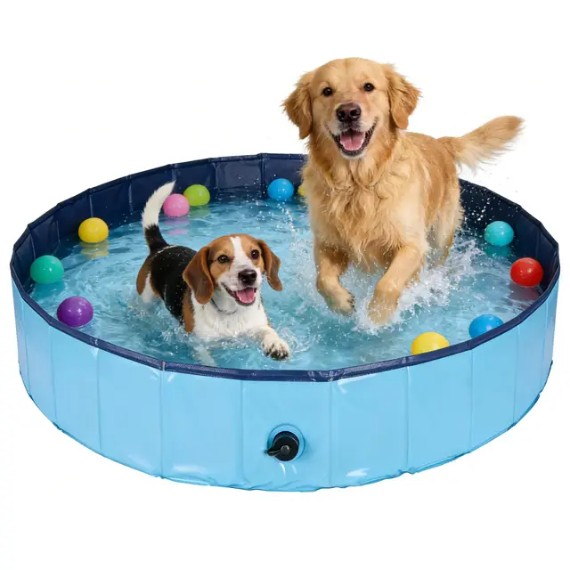 Piscina para perros, 120 x 30 cm, plegable, antideslizante, piscina (azul L)