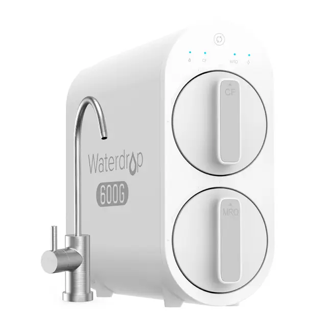 Waterdrop RO Sistema de Filtración de Agua por Ósmosis Inversa, 2271 Litros, 2:1 Puro a Drenaje, sin Tanque, Sistema de 7 Etapas, Listado la FCC, WD-G2P600-W