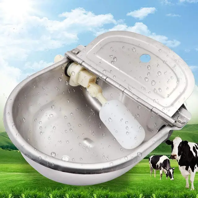 Automático Acero Inoxidable Ganado Cuenco Mascotas Bebedero con Válvula de Flotación Comederos y Bebederos para Caballos Cabras Perros Cerdos