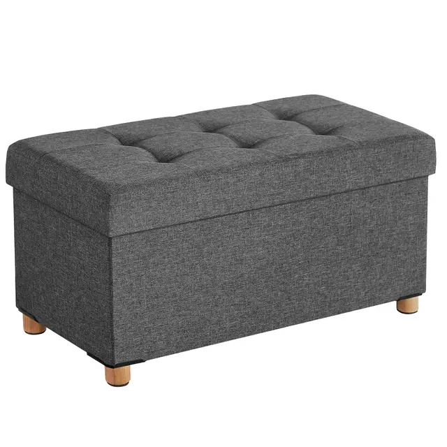 songmics puff almacenaje gris 38x76x40