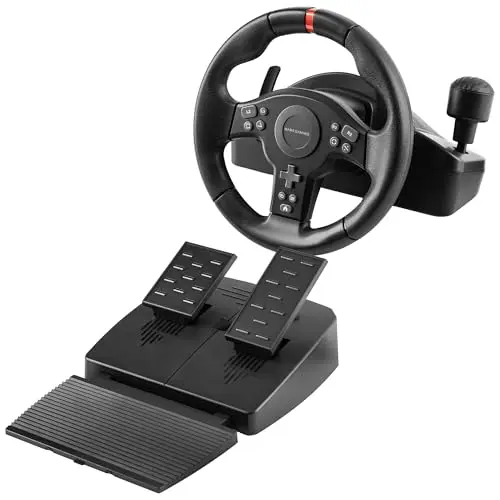 Mars Gaming MWH-RSXONE, Volante SimRacing, Zero Dead Zone y Giro 270°, Vibración DriveSense, Palanca Secuencial + Levas, Pedalera XL, PC|PS3|PS4|Xbox One|Xbox Series X-S|Switch|Switch 2, Negro