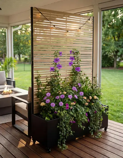 Huerto Urbano Elevado con Celosía, Jardineras Grandes para Exterior con Ruedas y Enrejado, Macetero de Metal para Privacidad, Ideal para Flores, Verduras y Plantas Trepadoras en Balcón