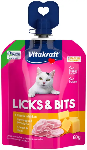 Vitakraft Licks & Bits Crema de Queso para Gatos 60 g