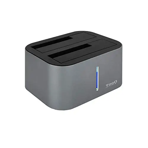 TOOQ TQDS-805G - Base de Conexión Docking Station con Doble Bahía SATA para Discos de 2.5" y 3.5", USB 3.0 / USB 3.1 Gen1, Compatible con USB 2.0, Función Clone Offline, Color Gris