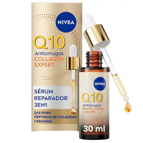 NIVEA Q10 Antiarrugas Collagen Expert - Crema Facial Rica Día y Noche - Mejora la Flacidez en 7 Días - Q10, Péptidos de Colágeno y Ceramida - Arrugas Profundas - Piel Muy Seca y Flácida - 30 ml