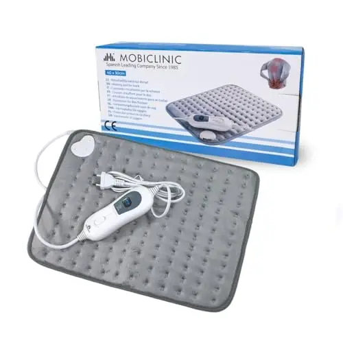 Mobiclinic, Almohadilla eléctrica, Térmica, Manta, 3 niveles de calor, Bajo consumo, Apagado automático, Potencia 100w, Esterilla, Marca española, Para espalda, Lumbares, 40x30 cm