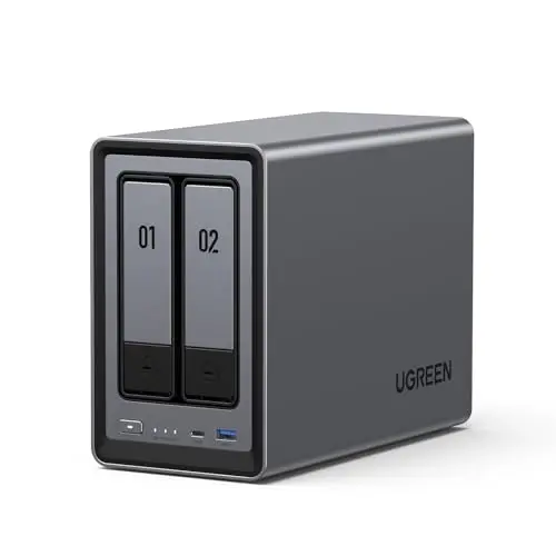 UGREEN NASync DXP2800, NAS de Escritorio de 2 bahías, CPU Intel N100 de Cuatro núcleos, 8 GB de RAM DDR5, 2,5 GbE, 2 Ranuras M.2 NVMe, HDMI 4K, Almacenamiento Conectado a Red (sin Disco)