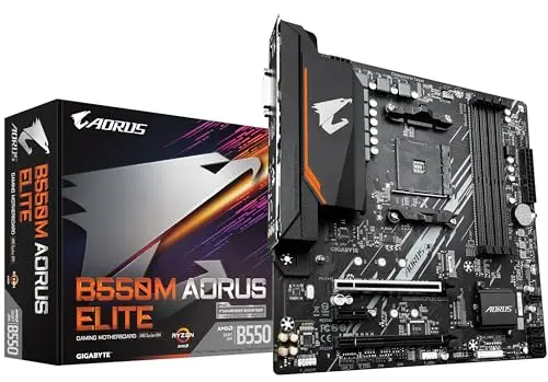 GIGABYTE B550M AORUS Elite Placa Base - Procesadores AMD Ryzen 5000, VRM de 5+3 Fases, hasta 4733 MHz DDR4, 1xPCIe 4.0 + 1xPCIe 3.0 M.2, LAN 1GbE, USB 3.2 Gen 1