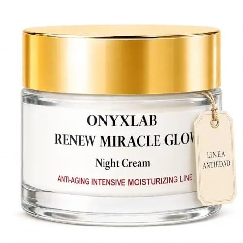 Crema Facial de Noche 40+ RENEW MIRACLE GLOW Efecto Lifting y Reafirmante, Antiedad con Ácido Hialurónico, Niacinamida, Manteca de Karité, Rosa Mosqueta, Hidratante y Nutritiva, 50 ml